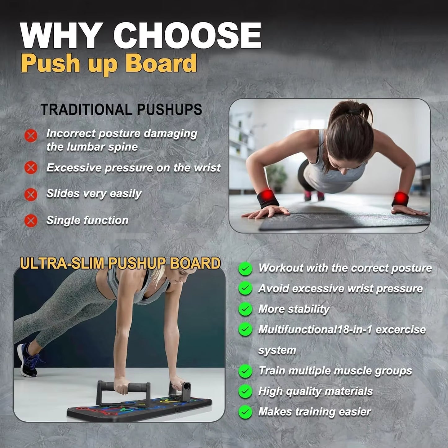 Push up Board Gym Equipment Home Exercise Bar Sport Plank Fitness Abdominal Abs Workout Push-Ups Stands Chest Equipment