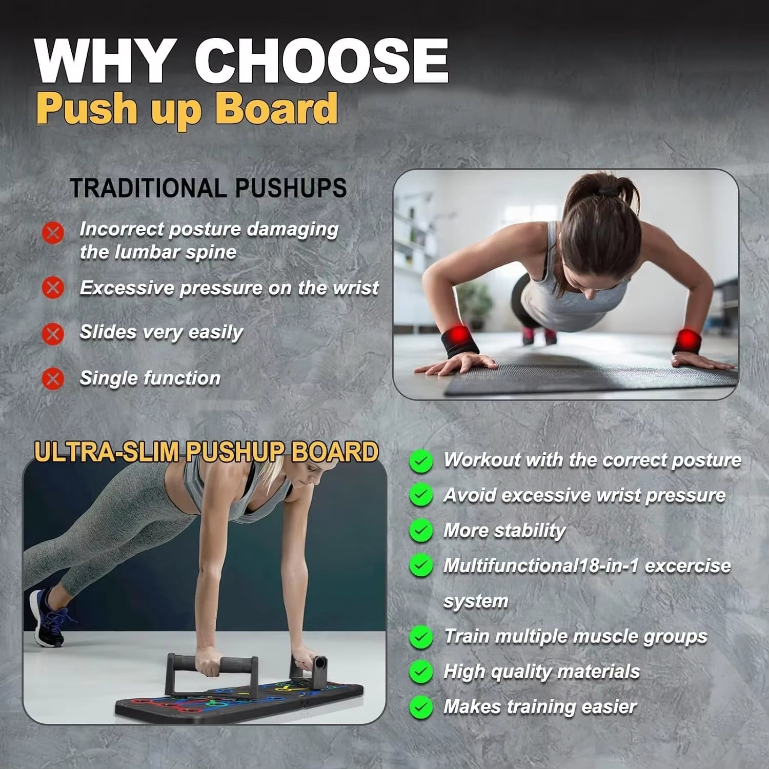 Push up Board Gym Equipment Home Exercise Bar Sport Plank Fitness Abdominal Abs Workout Push-Ups Stands Chest Equipment